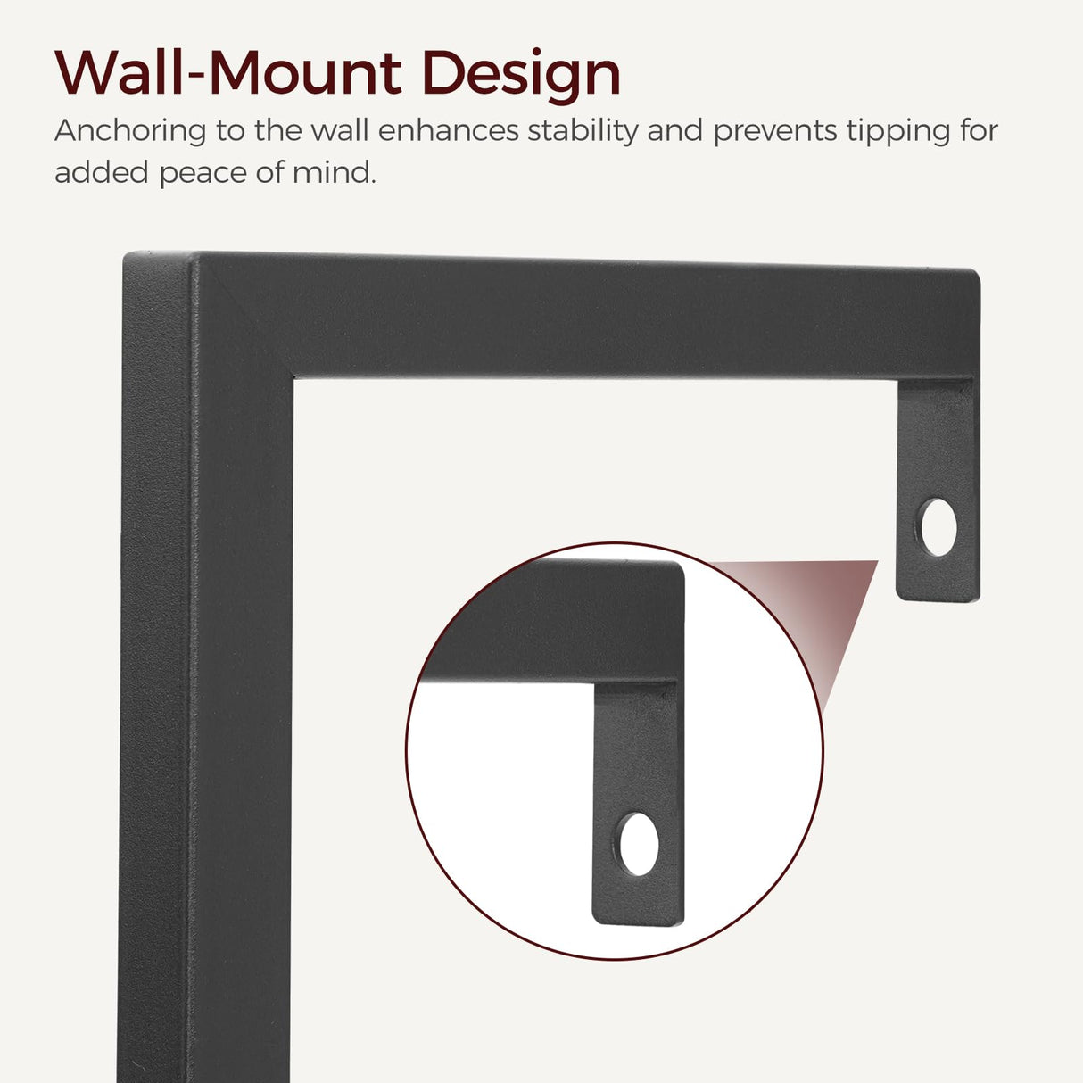 MAHANCRIS 5-Tier Ladder Shelf, Storage Bookshelf with Wall Mount, Heavy Duty Industrial Style Ladder Shelves for Living Room, Office, Kitchen, Bedroom, Black LSBK5501 MAHANCRIS