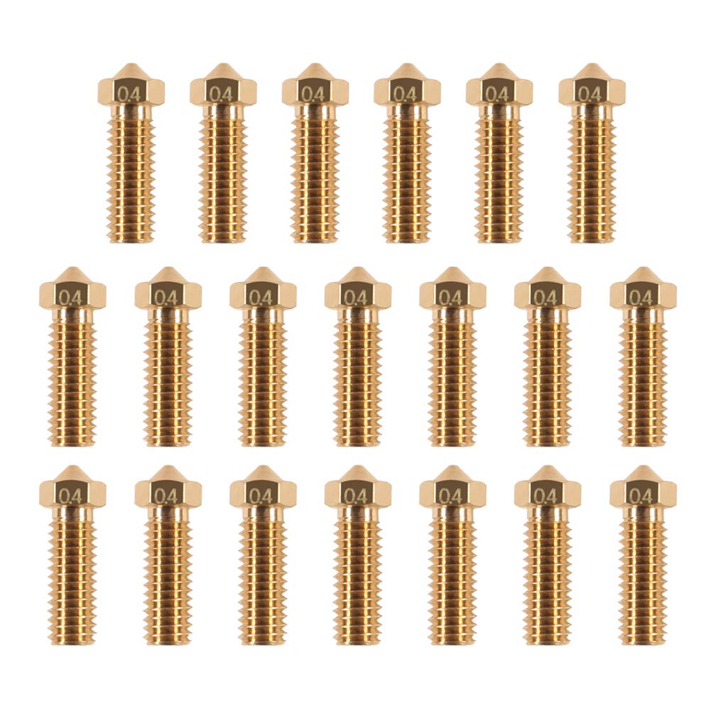 20PCS 3D Brass Volcano Nozzle M6 Thread Nozzles 0.4mm M6 Printed Head for 1.75mm Filament 3D Printer Parts Volcano Heater Block J-Head Hotend Extruder UMLIFE