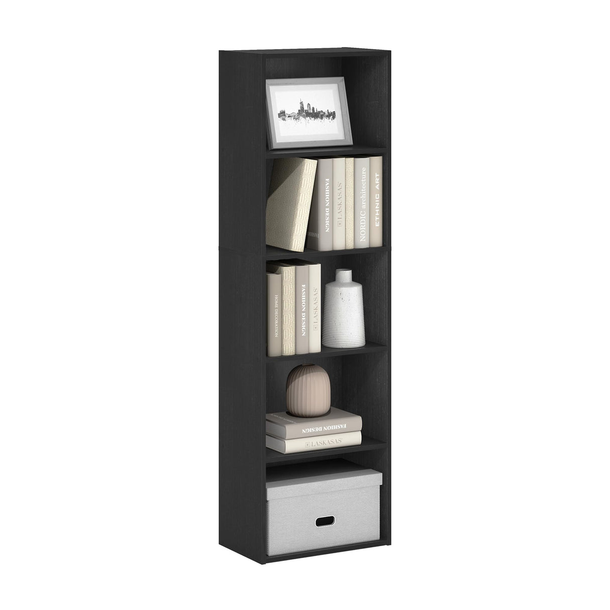 Furinno Luder 5-Tier Blackwood Bookcase and Storage Shelf Furinno