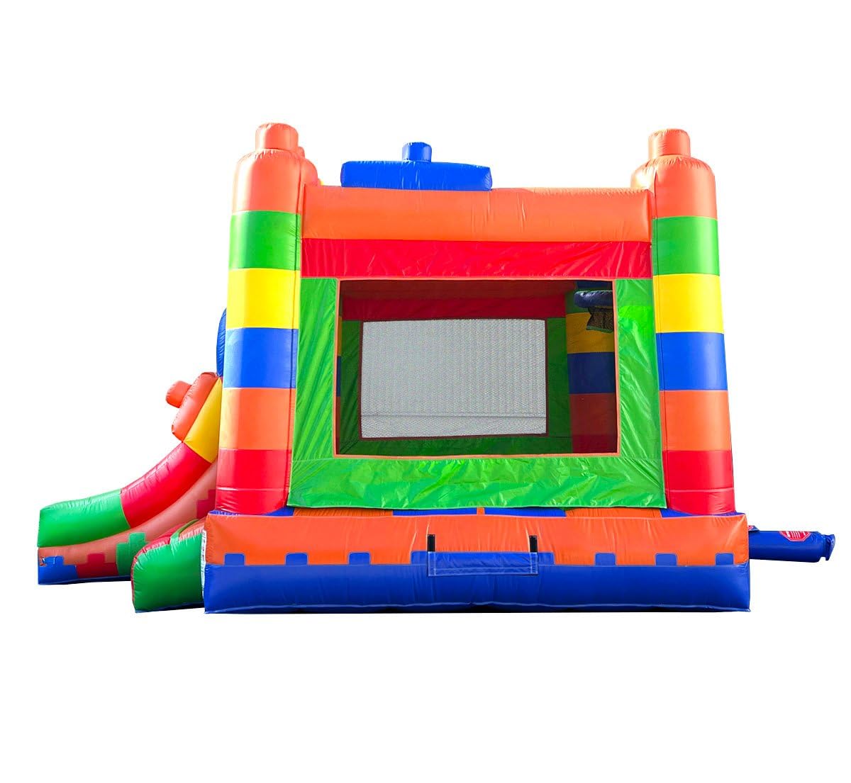 Inflatable Bounce House with Slide for Kids - 26.5 x 12 x 14.5 Foot Backyard Building Block Combo Bouncer with Water Pool, Outdoor Jumpers - Includes Blower, Anchor Stakes, and Storage Bag Pogo Bounce House