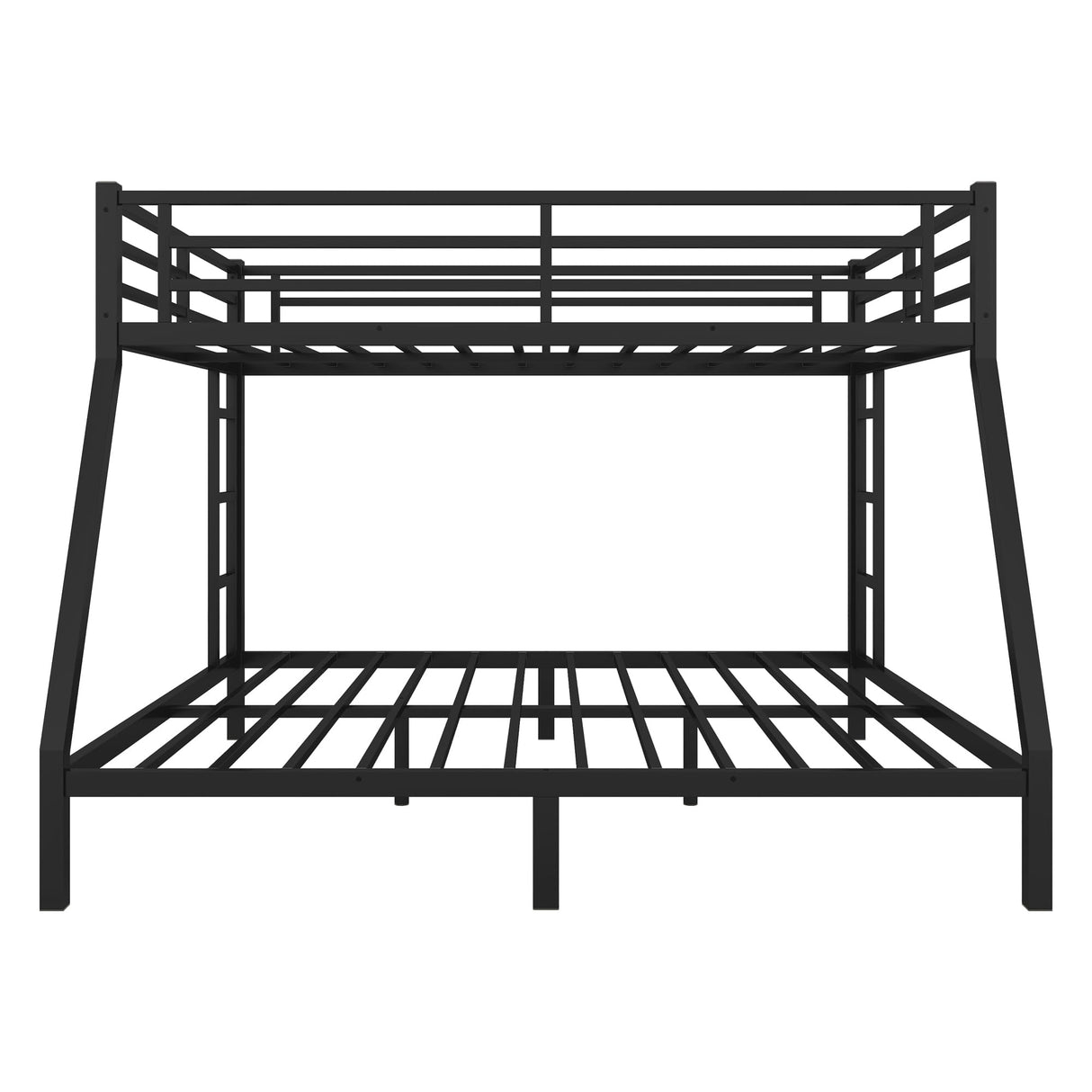 Queen Over King Modern Metal Bunk Bed with 2 Side Ladder and Full-Length Guardrail, Heavy Duty Steel Bed Frame for Teens Adults, Noise Reduced/No Box Spring Needed (Black-02, Queen Over King) HZSMHDZKJ