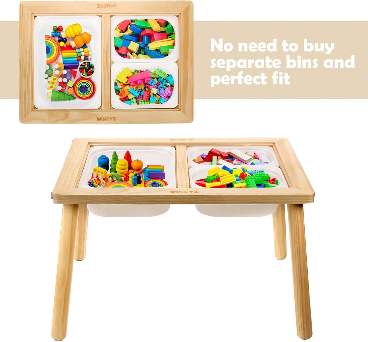 wingyz Kids Table for Play Study Dining Toys Storage, Sensory Tables for Toddler, Activity Table with Storage Bins Birthday Gifts for Boys and Girls wingyz