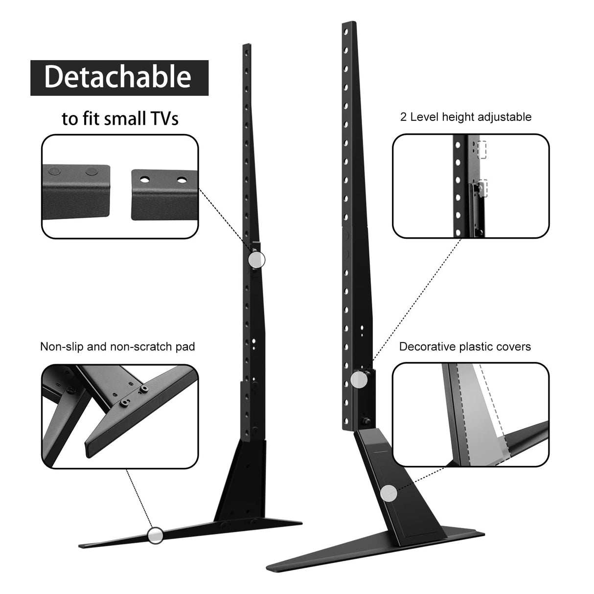 Universal TV Stand, Metal TV Legs for 20-65 inch LCD/LED/OLED/Plasma Flat&Curved Screen TV Height Adjustment with VESA 75x75mm to 800x500mm Max ML1760 suptek