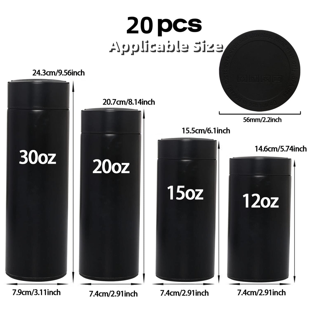 20 Pack Rubber Bottoms for Sublimation Tumblers, Protective Non Slip Silicone Bottoms Tumbler Bumpers, Silicone Coasters Tumbler Rubber Bottom for Skinny Tumblers Water Bottles 12oz/15oz/20oz/30oz Sliverdew
