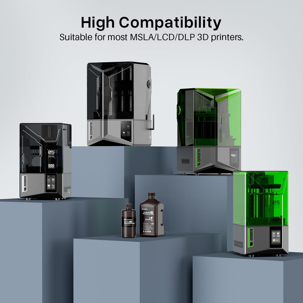 ELEGOO Upgraded 8K ABS-Like 3.0 Resin, High Toughness, Fast Curing 405nm LCD UV-Curing Resin for 8K/12K/14K MSLA/DLP/LCD 3D Printers - Space Grey 2000g ELEGOO