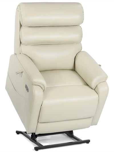 EONIX Dual Motor Lay Flat Power Lift Recliner Chair for Elderly, Breathable Leather Electric Lift Chairs for Adults, 400lbs Heavy Duty Power Recliner with Heat and Massage, SLRY003061, Cream White