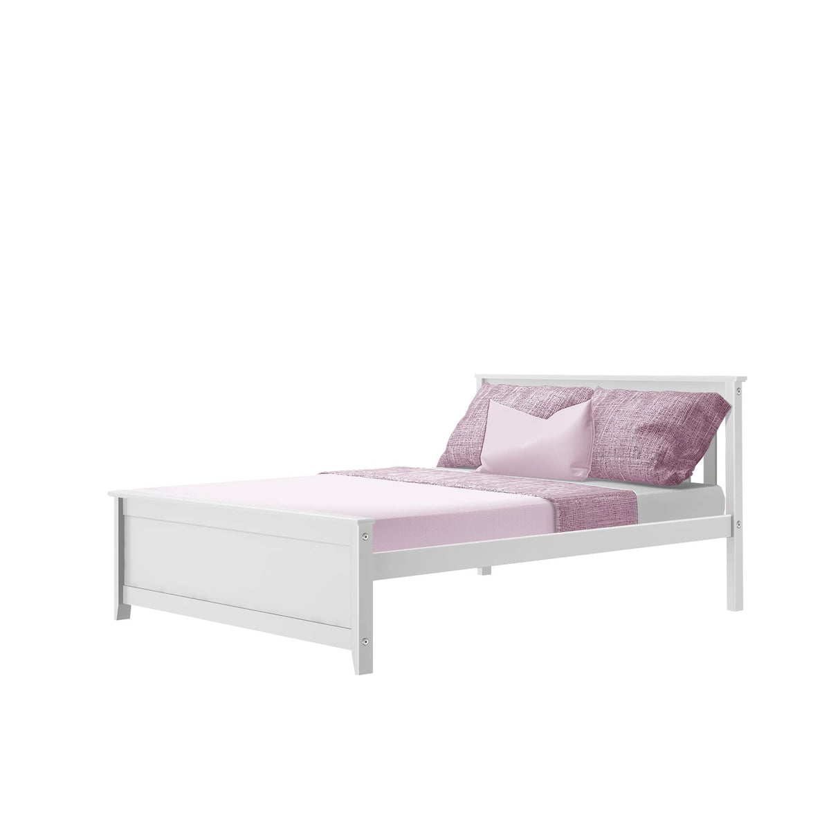 Max & Lily Full Size Solid Wood Bed Frame with Slatted Headboard – Easy Assembly, No Box Spring Needed, White Max & Lily