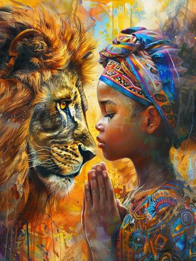 Ginfonr DIY 5D Diamond Art Kits for Adults, African Diamond Painting for Adults, Diamond Art Animals Full Drill, Diamond Art Kits Embroidery Rhinestone Craft for Home Wall Decor 12 * 16 Inch