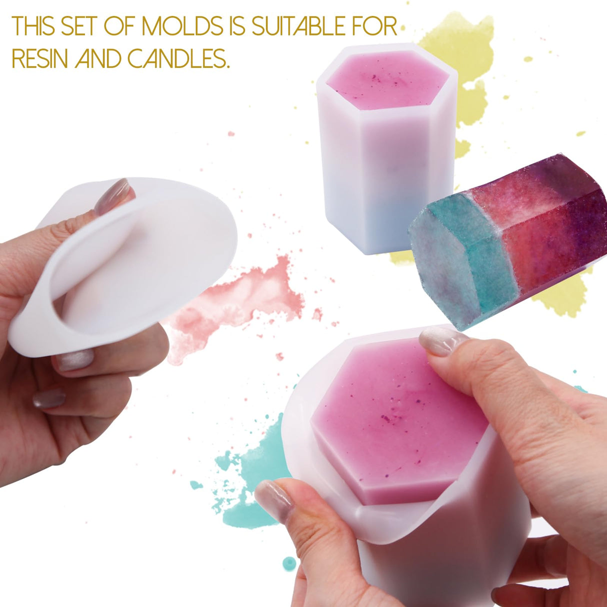 EuTengHao Cylinder & Hexagon Candle Silicone Resin Mold for Scented Candle, Soap - Reusable, Fashionable & Easy Release for DIY Crafts, Home Decoration, Holiday Gifts (6 Packs) EuTengHao