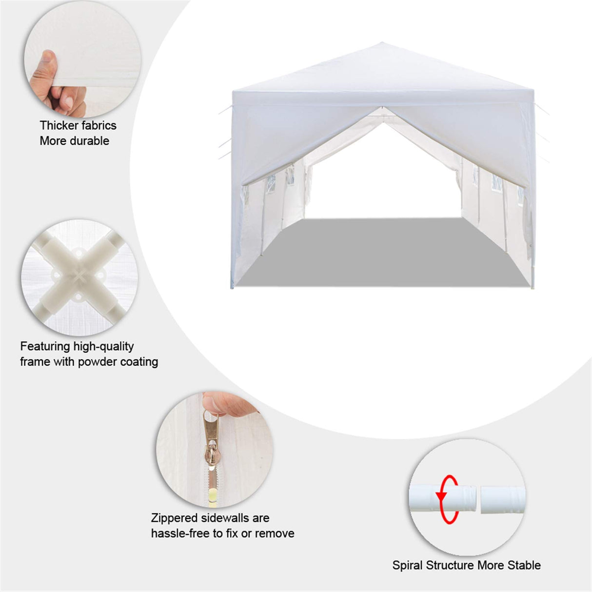 10x30 Tents for Parties, Large Party Tent, Outdoor Canopy Tent with 8 Removable Sidewalls and Windows for Wedding, Event, White Backyard Tent for Temporary Event ACLULION