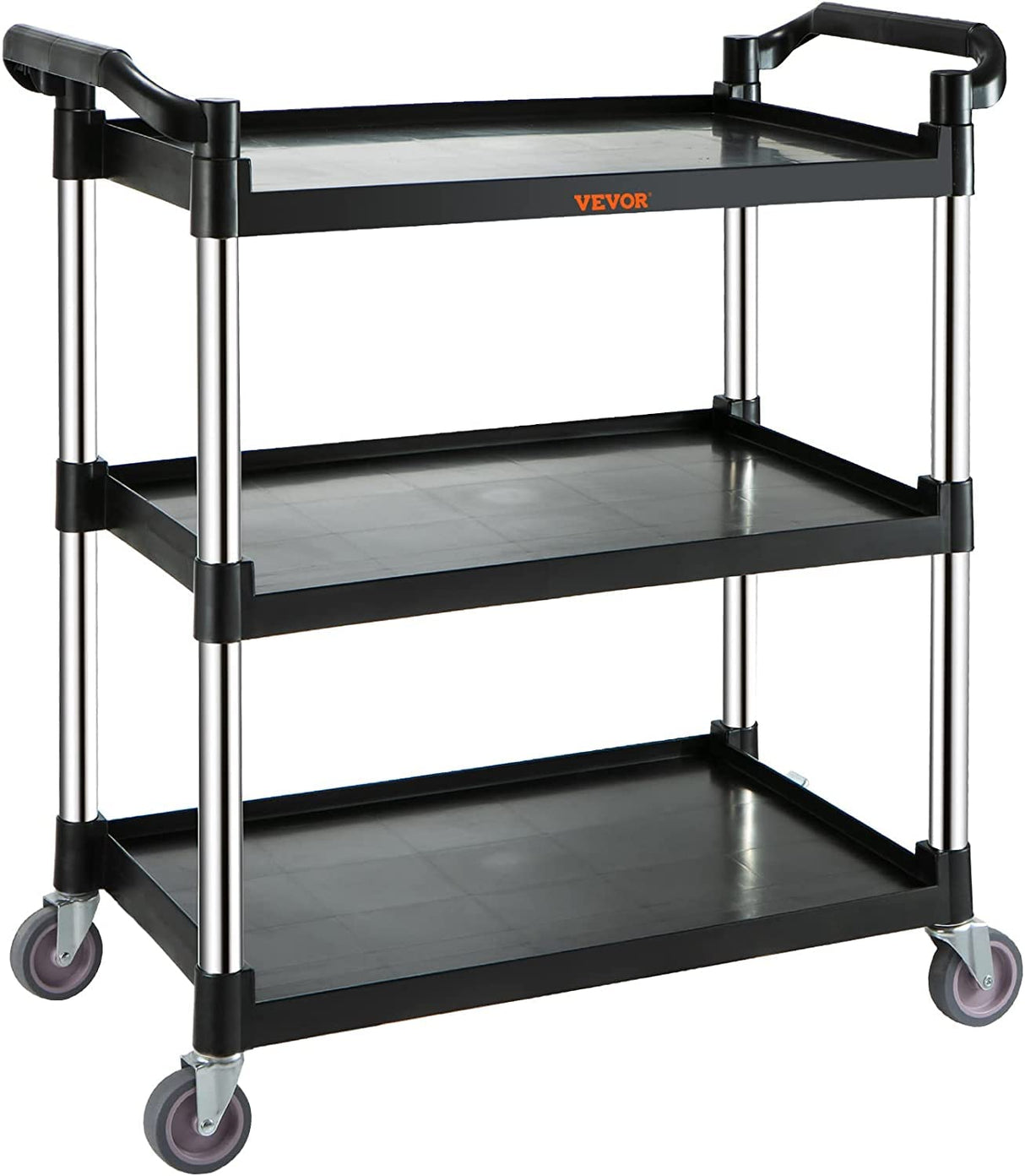 VEVOR 3 Shelf Heavy Duty Utility Cart, 154LBS Capacity, 37.4" x 15.7" x 32.7", Black VEVOR