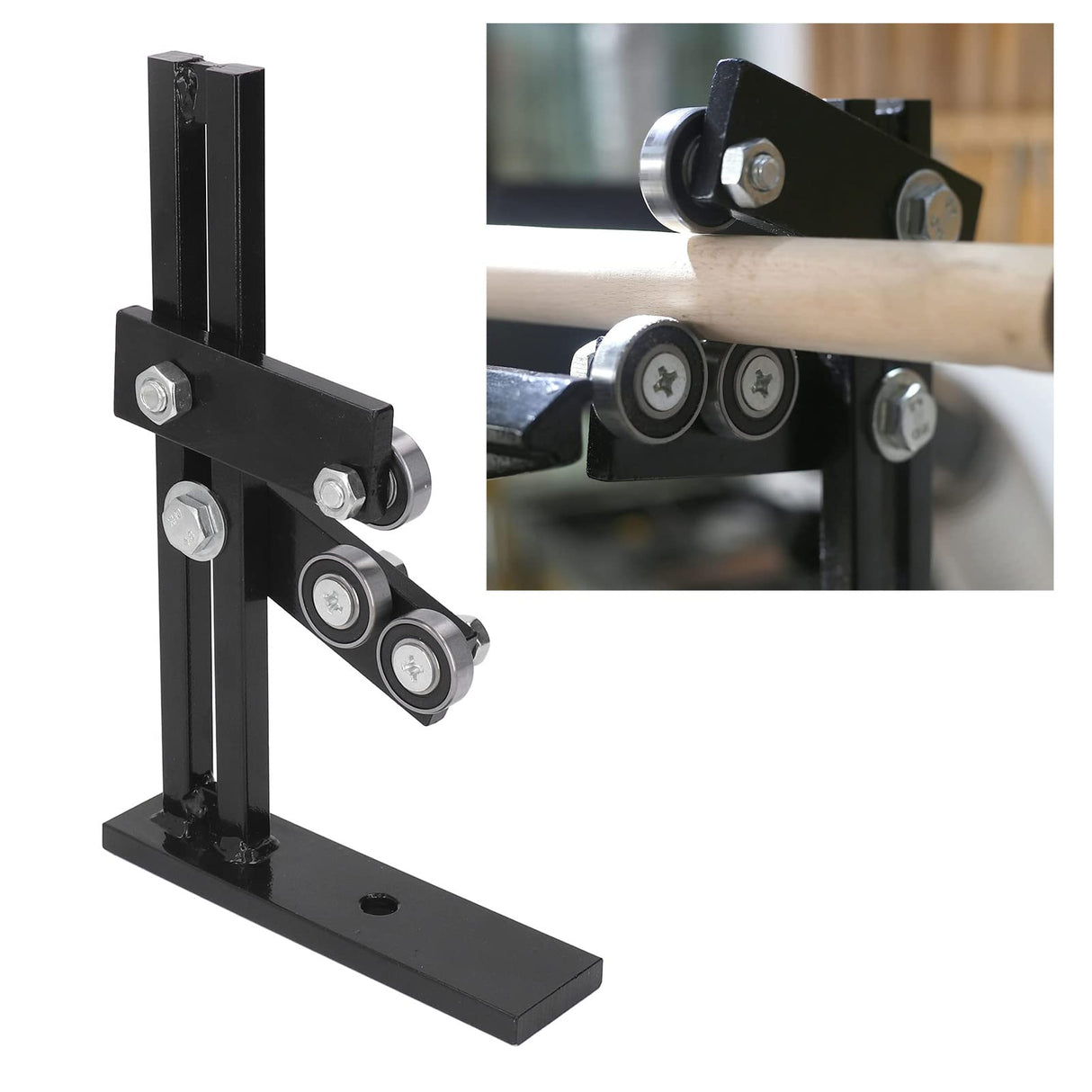 Wood Lathe Steady Rest, Woodworking Wood Lathe Tools and Accessories with 3 Fixing Wheels & Adjustable Wheel Position, L Shape Stable Lathe Tool Rest Wood Cast Iron Steady Rest Focket