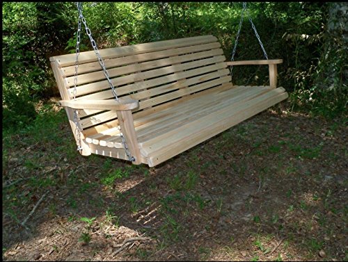 5 Ft ROLL BACK PORCH SWING made from Rot-resistant Select Louisiana Cypress Eternal Wood Made in the USA - Green Furniture - GO GREEN Ecommersify Inc