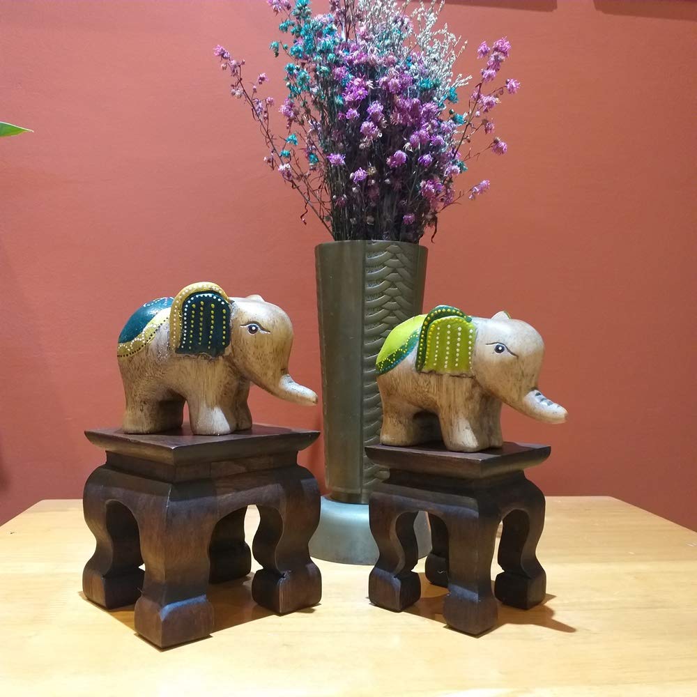 CoziNest Mini Table Buddha Statue Stand Worship Pedestal Furniture Display Stand Wooden Square Shape Solid Thai Teak Wood Base Holder for Small CoziNest