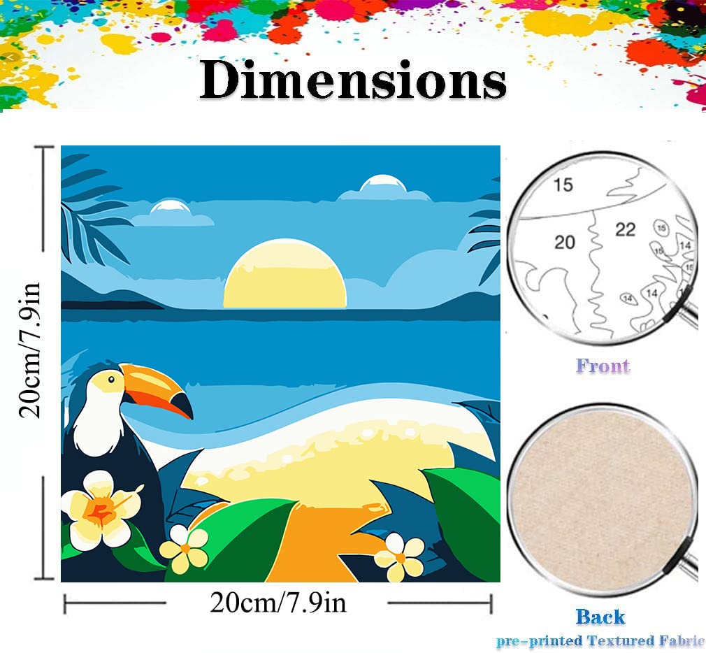 AOSGEDY 4 Pack Paint by Numbers for Adults and Kids Beginner,Landscape-Beach DIY Acrylic Painting Paint by Numbers Kits on Canvas for Kids Ages 4-8-12 Perfect for Home Wall Decor(8x8in) AOSGEDY