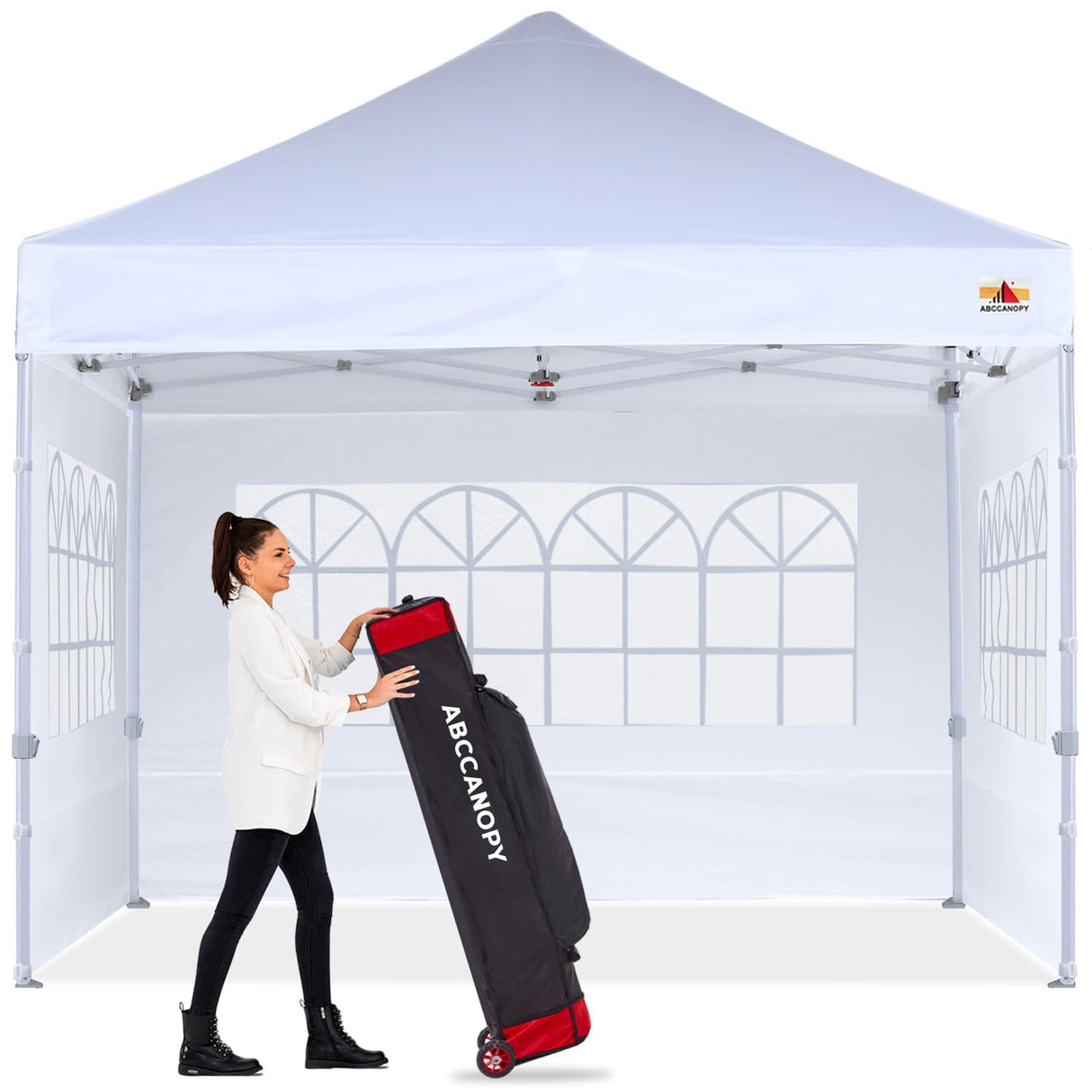 ABCCANOPY Outdoor Winter Gazebo 10x10, Premium Instant Pop Up Canopy Tent with Elegant Church Window,Snow and Rain Protection, Bonus Wheeled Bag,White ABCCANOPY