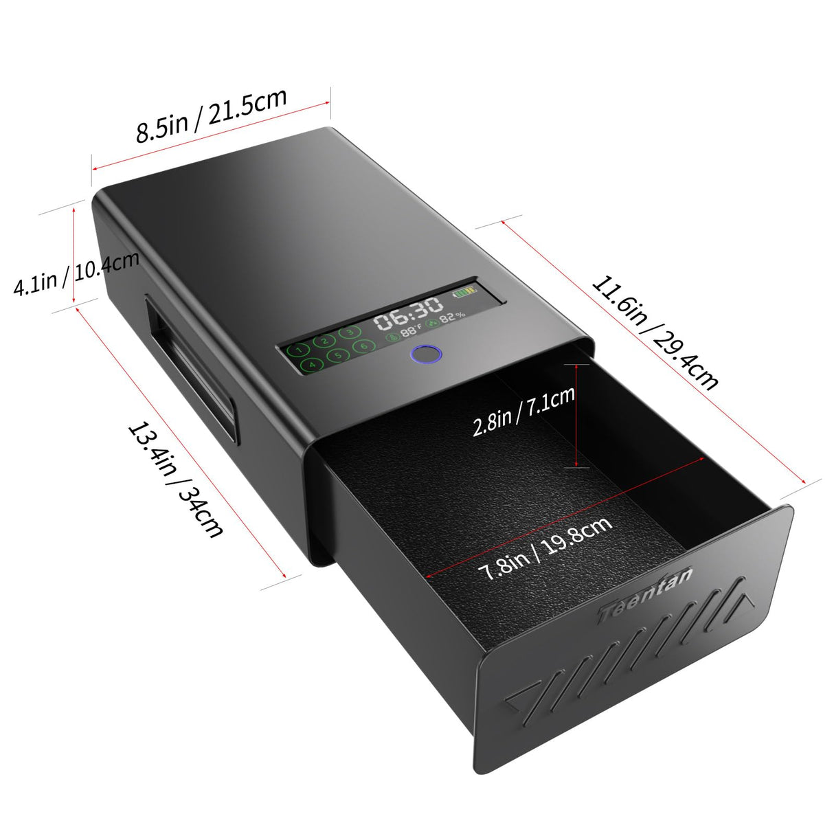 Slider Gun Safe for Nightstand, Desk, Bed Side,Truck,Auto Sliding drawer Hand Gun Safe for Pistol with Fingerprint, Handgun Lock Box with USB Power port,Safe for Valuable Items Teentan