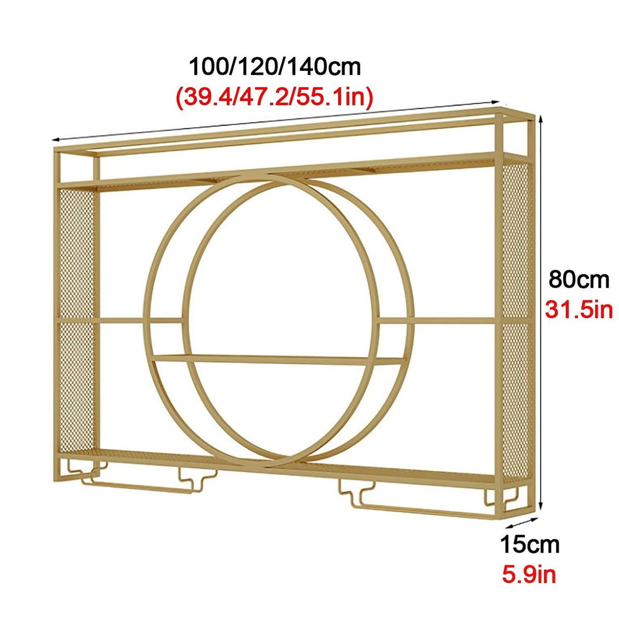 AKOGG Wine Rack Wall Mounted With LED Light & Wine Glass Holder,Iron Bar Liquor Shelf,Floating Wall Wine Shelves,Liquor Bottle Display Shelf,Wine Glass Storage Racks,For Kitchen Wine Cellar,Gold/Black AKOGG