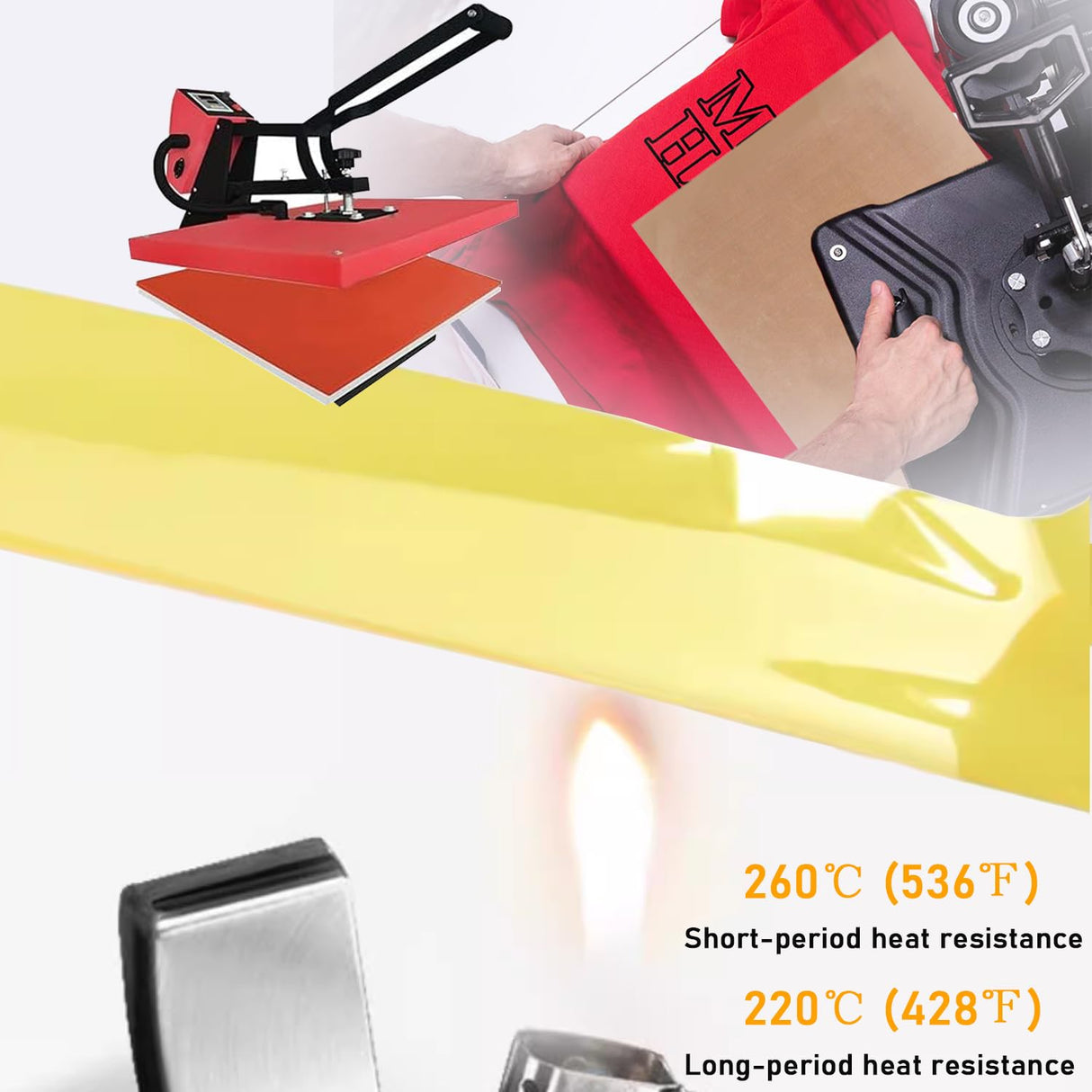 YTFGGY Heat Tape for Sublimation, 3 Rolls Heat Resistant Tape, Heat Vinyl Thermal Sublimation Tape, No Residue, Electronics, Soldering, Circuit Board (10mm, Yellow) YTFGGY