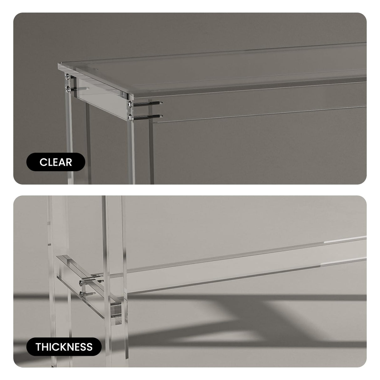 Sumerflos Clear Acrylic Counter Height Table - Versatile Rectangular High Top for Indoor & Outdoor Use Sumerflos