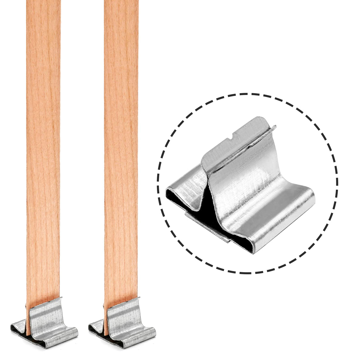 Jiozermi 100 Pcs Wooden Candle Wicks, 15mm x 150mm Smokeless Wood Wicks Crackling Wood Wicks Wooden Core Wax Wicks Candle Making Wicks with Metal Base for DIY Candle Making Jiozermi