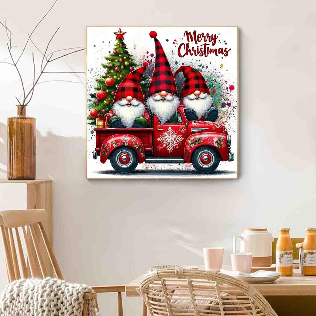 DYAIANGMU Christmas Paint by Numbers Kit for Adults Beginner,Gnome Paint by Number Kits on Canvas for Adults Beginner,Digital Oil Painting Kits for Home Wall Decor 15.7X15.7 Inch (with Frame) DYAIANGMU