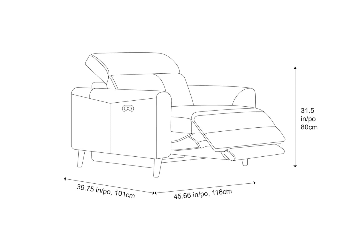 Valencia Elodie Leather Reclining Accent Chair, Italian Nappa 11000 Top Grain Leather, Power Recline & Adjustable Headrests, Modern Design for Living Room - Cognac VALENCIA THEATER SEATING