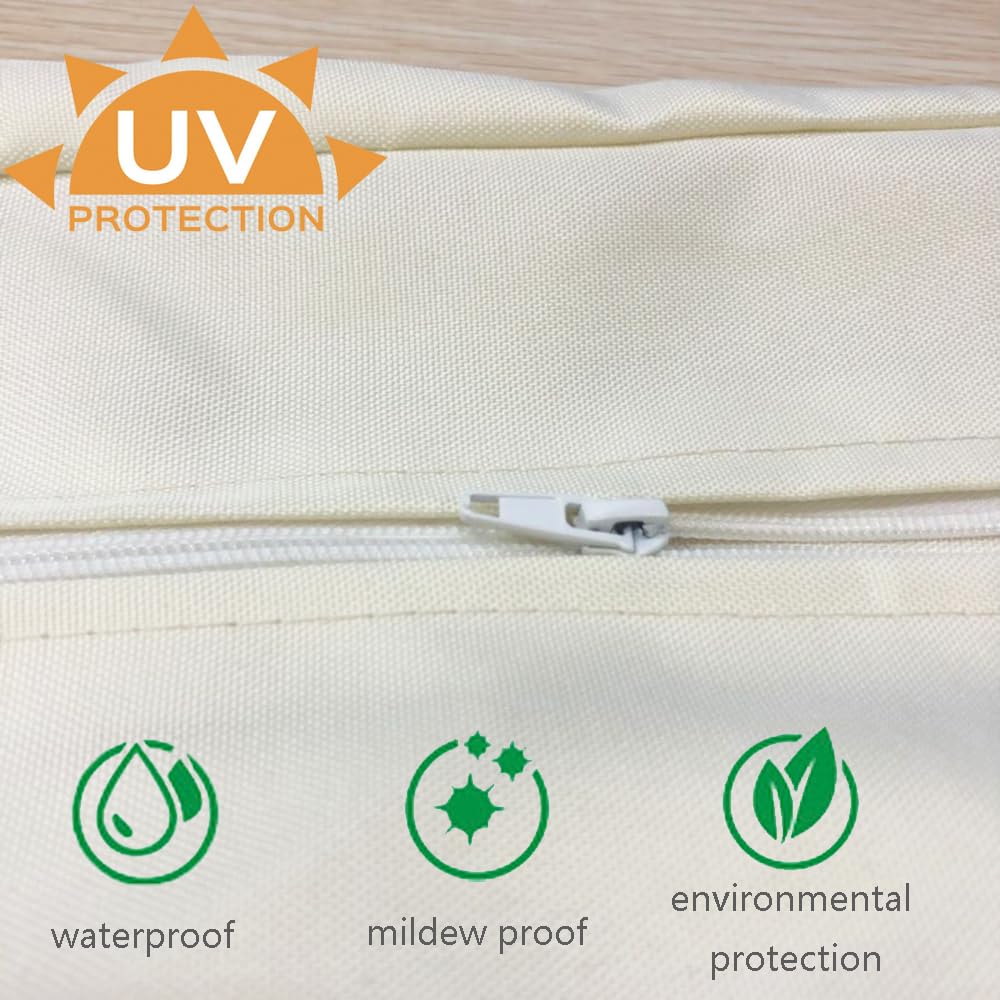 TECOSARA Patio Cushion Covers for 7 Pcs Outdoor Sectional Sofa, Outdoor Cushion Covers for 7 Pieces 6-Seater Wicker Rattan Conversation Set, Cushion Seat Covers for Patio Furniture, Antique Beige TECOSARA