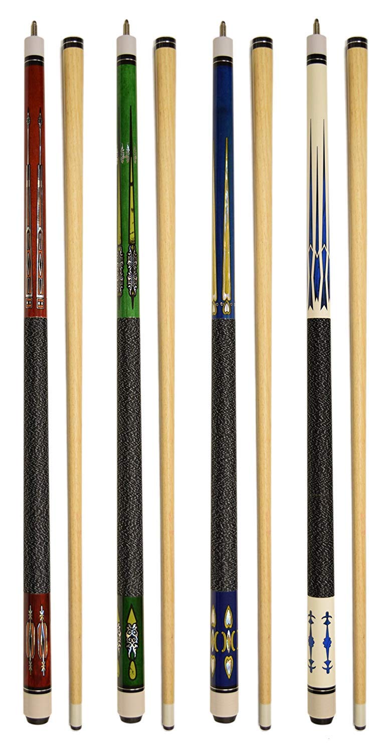 Set of 4 Pool Cues New 58" Billiard House Bar Pool Cue Sticks (SET15~18) WoodArtSupply