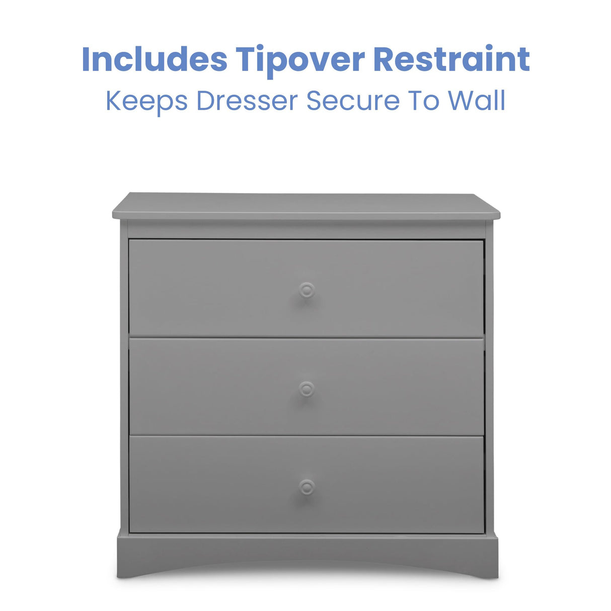 Delta Children Sutton 3 Drawer Dresser with Changing Top and Interlocking Drawers - Greenguard Gold Certified, Grey Delta Children