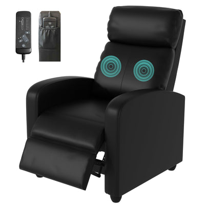 Massage Recliner Chair, Single Sofa Chair with Remote Control, Chair Recliner, Lazy Boy Recliner Chair, Living Room Recliners with Pu Leather Padded Seat Backrest, Recliner Chairs for Adults, Black
