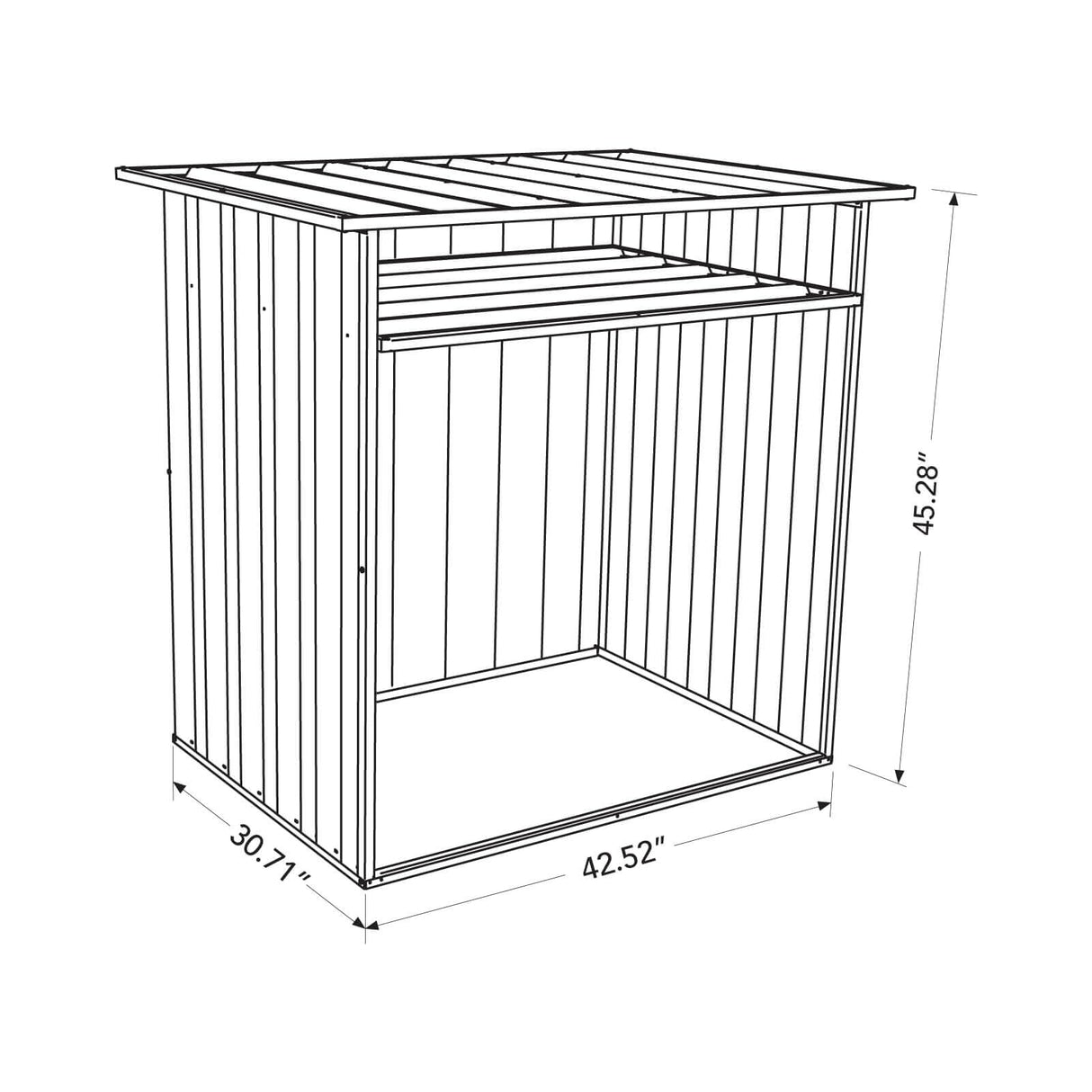 ABSCO 4' x 2.5' x 3.7' DIY Galvanized Steel Firewood Shed, Surfmist White ABSCO