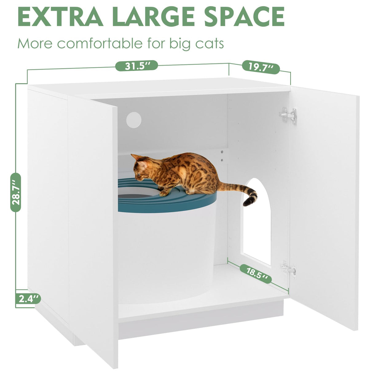 Amunrbrek Litter Box Enclosure, Large Litter Box Furniture, Modern Cat Litter Box Enclosure Furniture with Storage, Side Cabinet (White) amunrbrek