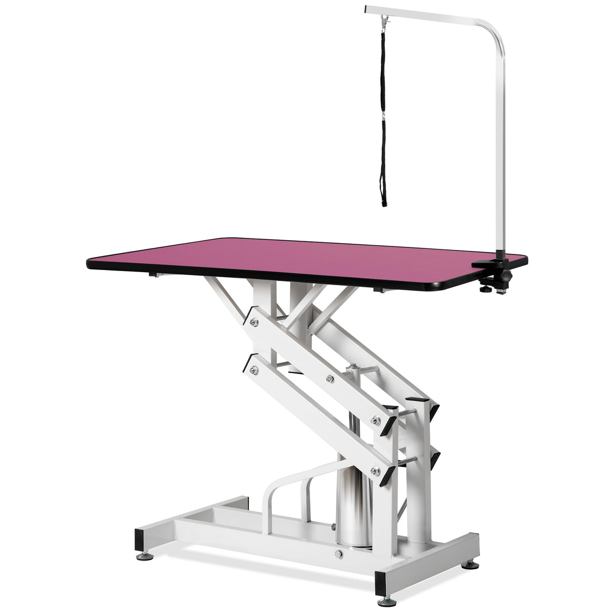 ItWorths 43" Hydraulic Dog Grooming Table for Small Large Dogs, Professional Heavy Duty Z-Lift Pet Grooming Station Max. Load 330 lbs Non-Slip Anti-Static Table Top Adjustable Overhead Arm L Pink ItWorths