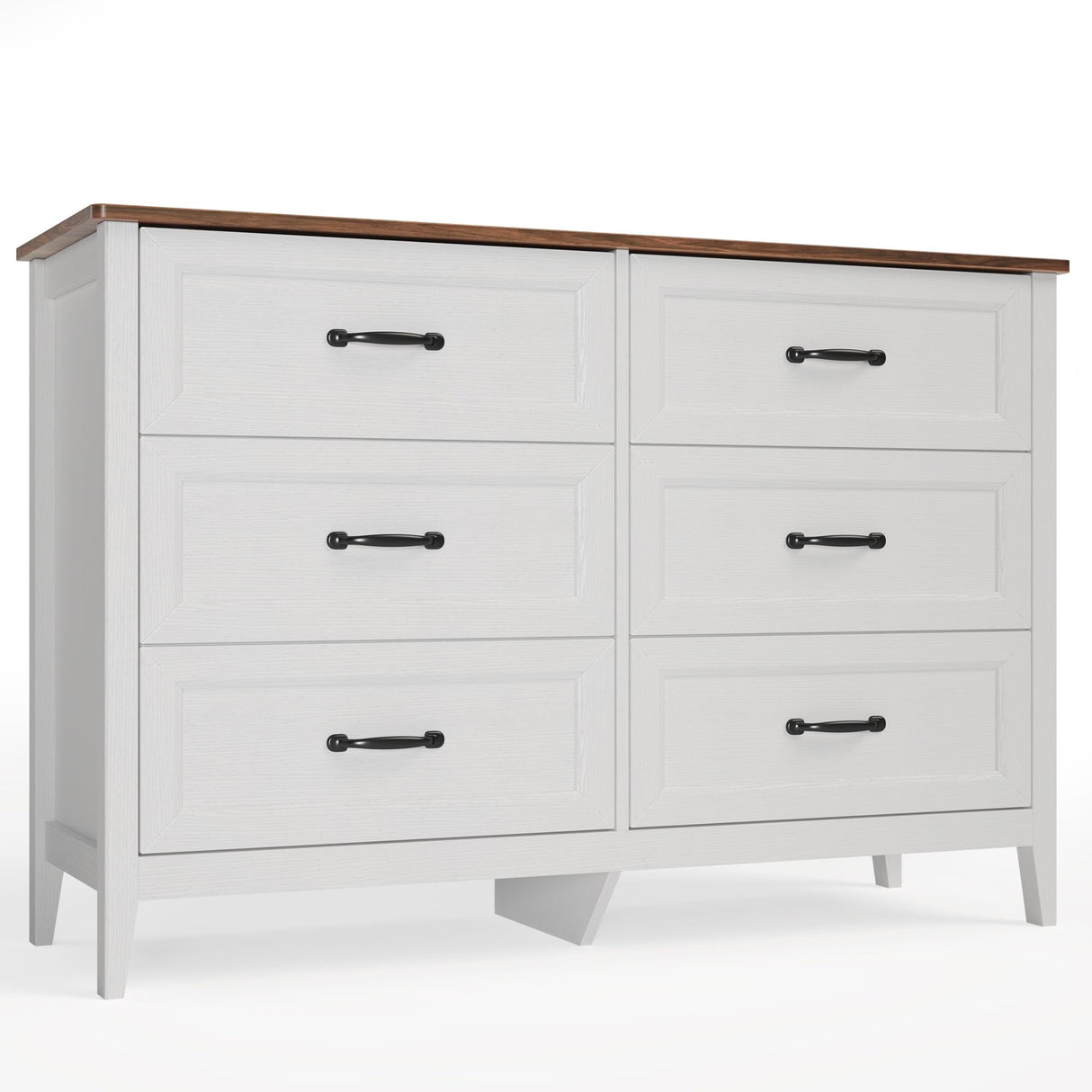 Gizoon 47.2" W Dresser for Bedroom, 6 Chest of Drawers, Modern Drawer Dresser, Wood TV Stand for Living Room, with Smooth Rail, Metal Handles, Anti-tip, Hallway, Retro Gizoon