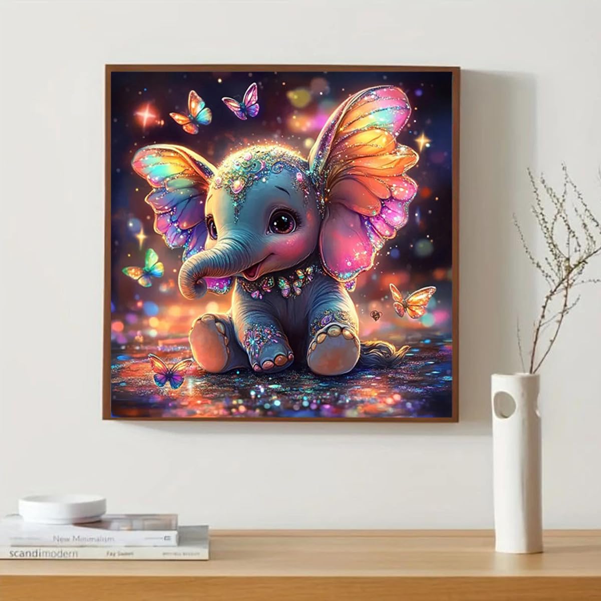 DIY Diamond Painting Kits for Adults, 5D Animal Elephant Diamond Art Kits for Beginners, Butterfly Round Diamonds Pictures Crafts, Full Drill Gem Art for Home Decor 12x12Inch wavaiov