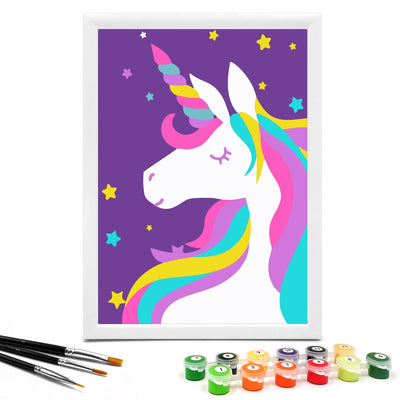 Nariolar Paint by Numbers for Kids Ages 5-8 with 7X9.5 inch Pre-Printed Cardboard,6 Acrylic Paint Pots and 3 Painting Brushes, Room Decor for Children,(Colorful Unicorn)
