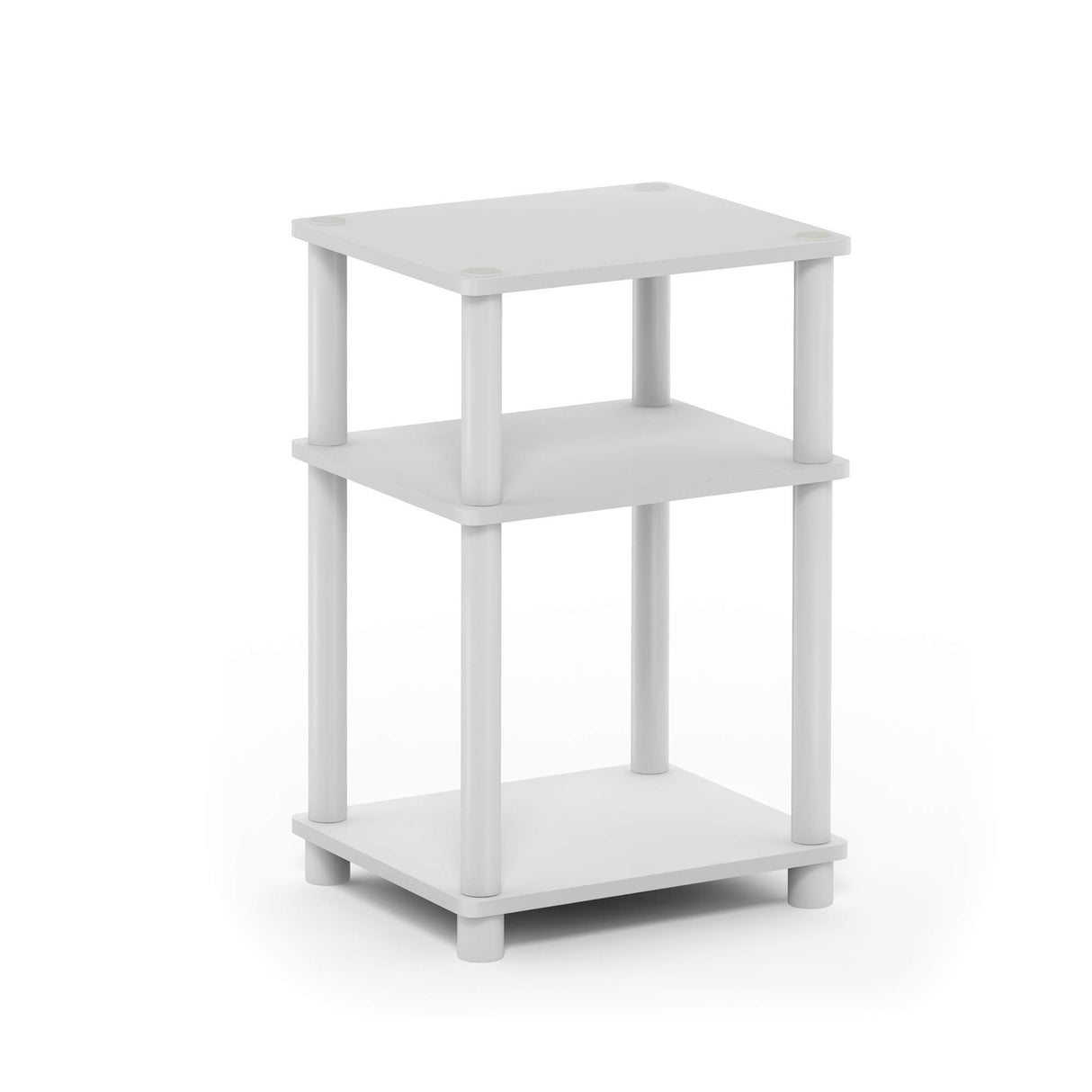 Furinno Just 3-Tier Turn-N-Tube End Table / Side Table / Night Stand / Bedside Table with Plastic Poles, 1-Pack, White(Espresso)/White Furinno