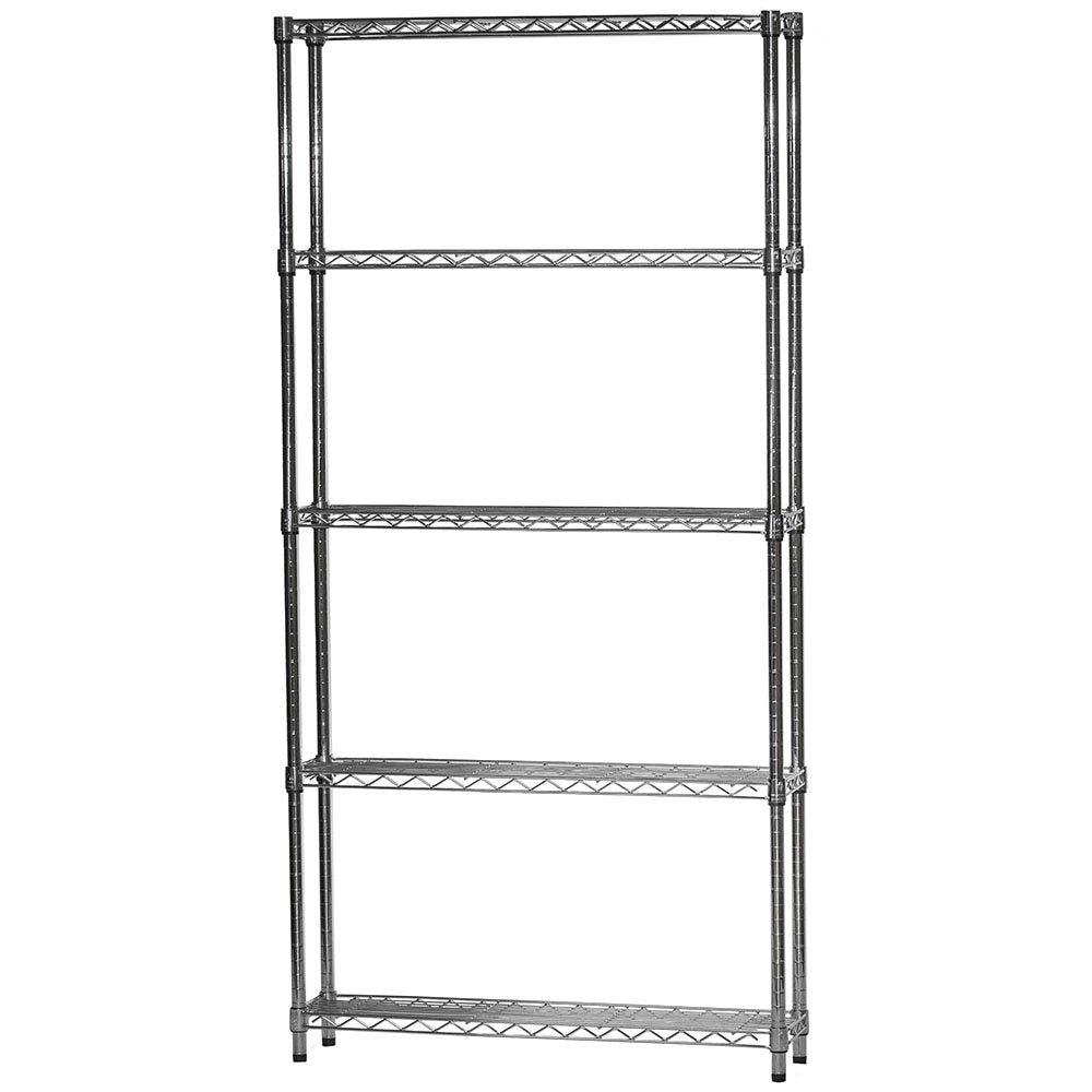 Shelving Inc. 8" d x 36" w x 54" h Chrome Wire Shelving with 5 Tier Shelves, Weight Capacity 800lbs Per Shelf SI