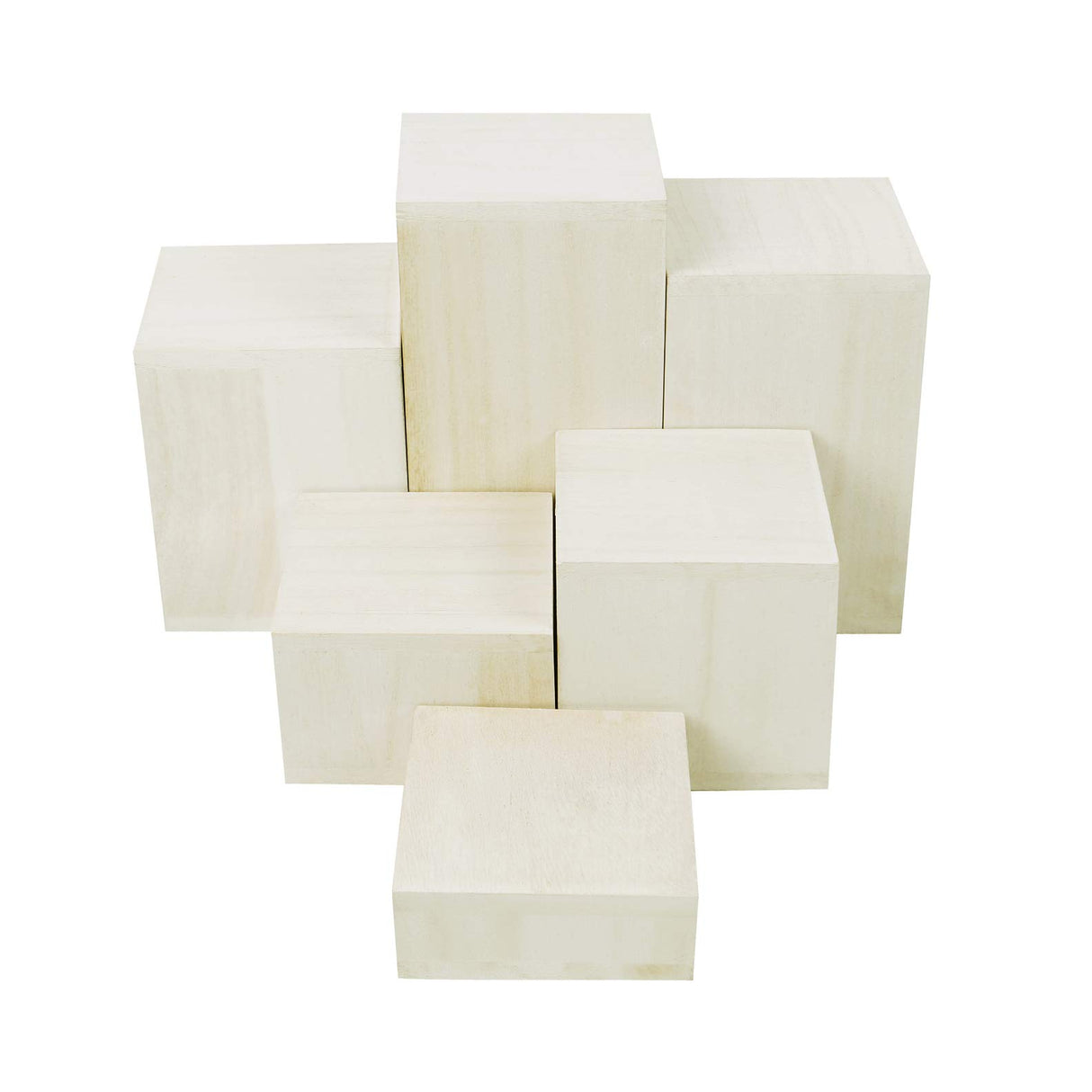 MOOCA Wooden 6 Pcs Square Risers for Display Jewelry and Accessories Display Stand Wooden Risers For Jewelry Figurine, Wash White MOOCA