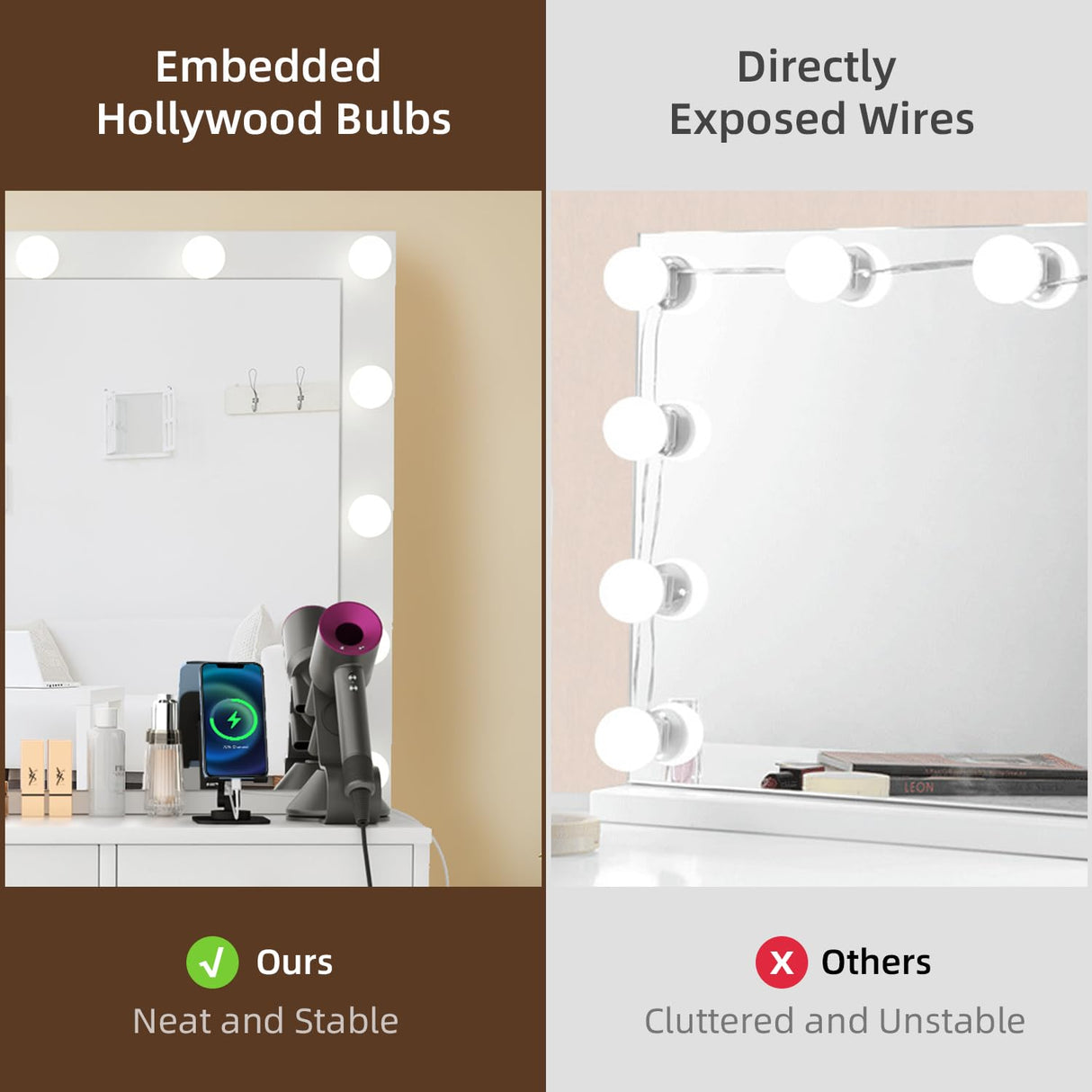 Makeup Vanity Desk with Lighted Mirror & Power Outlet & 5 Drawers, Vanity Table with 3 Lighting Modes Brightness Adjustable, Sliding Storage, White Vanity Set for Bedroom SMOOL