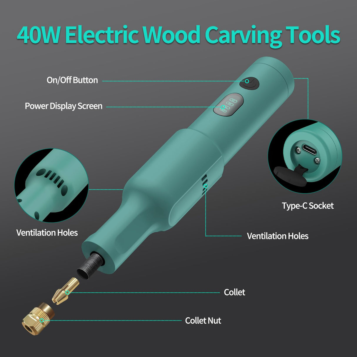 Wood Carving Tools Electric - Precision Engraving Knife Set Perfect for Beginners, and Sculptors, Premium Woodworking Carving Tools Versatile Electric Sculpting Kit for Hobbyists and Artists JIAN