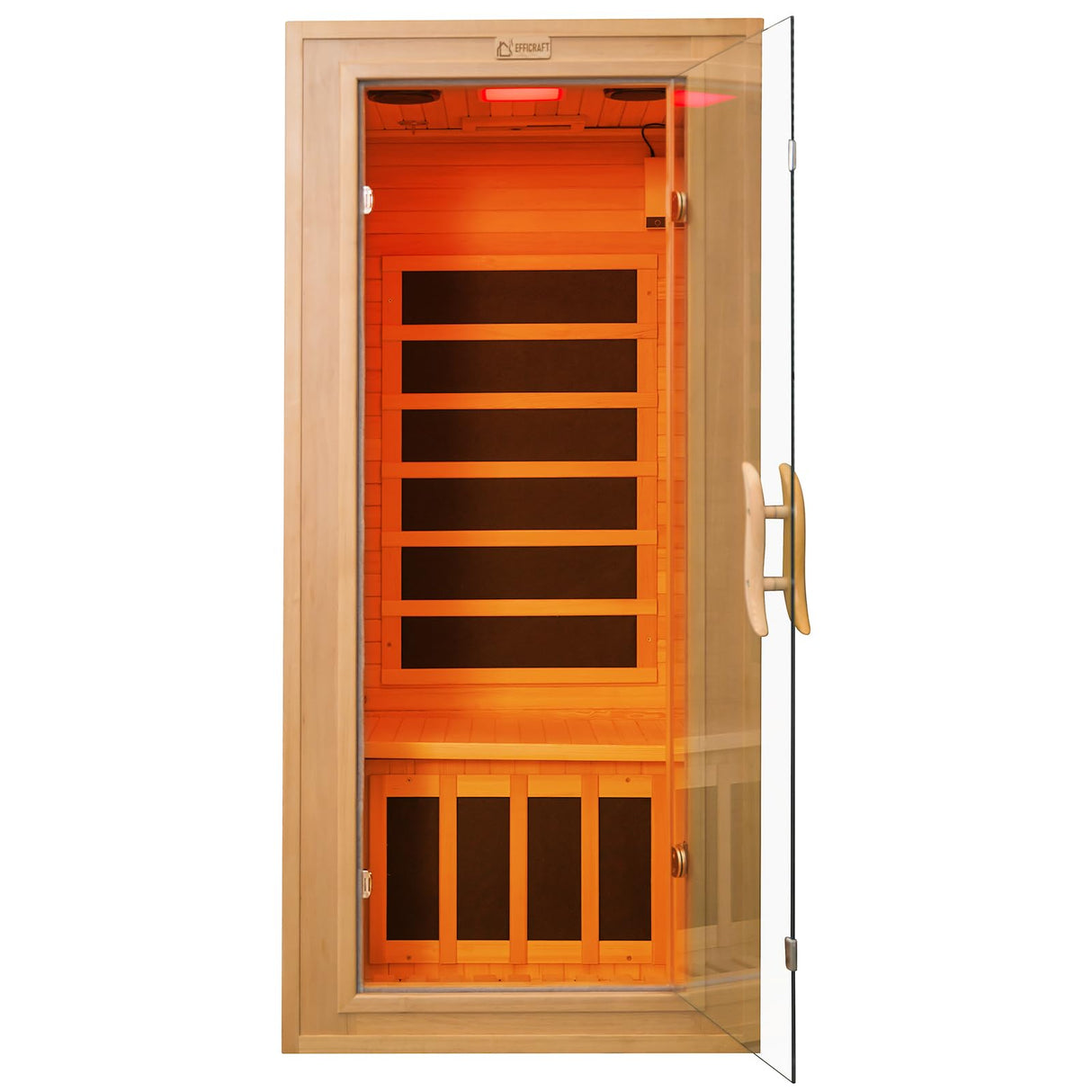 Efficraft Infrared Sauna 1 Person 7 Heating Panels Hemlock Wooden Home Sauna 1350W, Dry Sauna for Home Spa Room, Time Temp Pre-Set Sauna Room, Mini Personal Far Infrared Saunas for Home Efficraft
