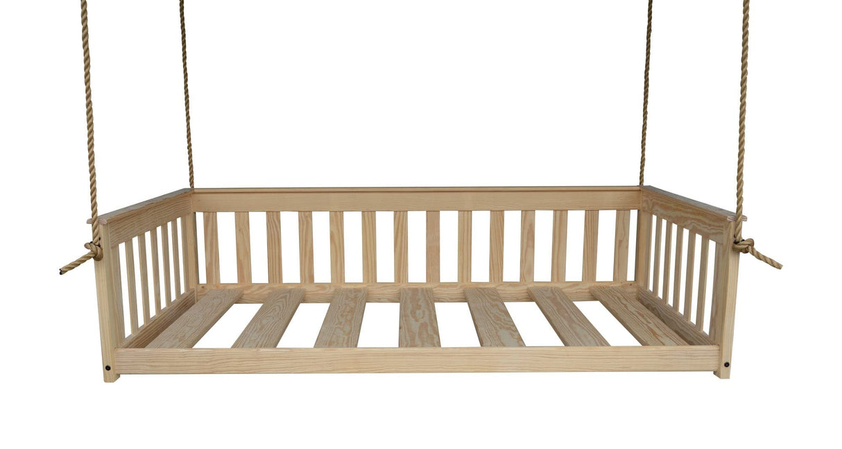Amish-Made Twin Size Mission-Style Unfinished Wooden Swing Bed with Ropes Amish Furniture Market