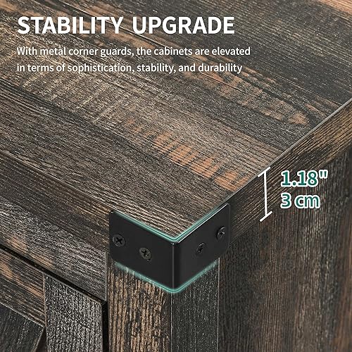 YITAHOME Farmhouse Sideboard Buffet Cabinet with Storage with 4 Doors, 55'' Large Kitchen Storage Cabinet, Wood Coffee Bar Cabinet with Adjustable Shelf for Kitchen, Living Room, Dark Oak YITAHOME