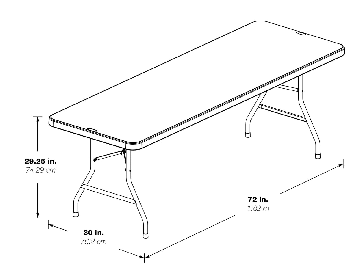 Office Star Resin Multipurpose Rectangle Folding Table for Indoor or Outdoor Use, 6 Feet Light Gray Office Star Products