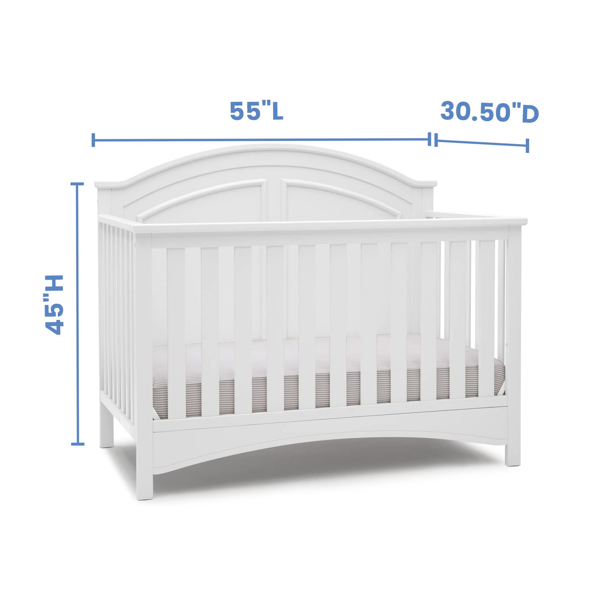 Delta Children Perry 6-in-1 Convertible Crib - Greenguard Gold Certified, Bianca White Delta Children
