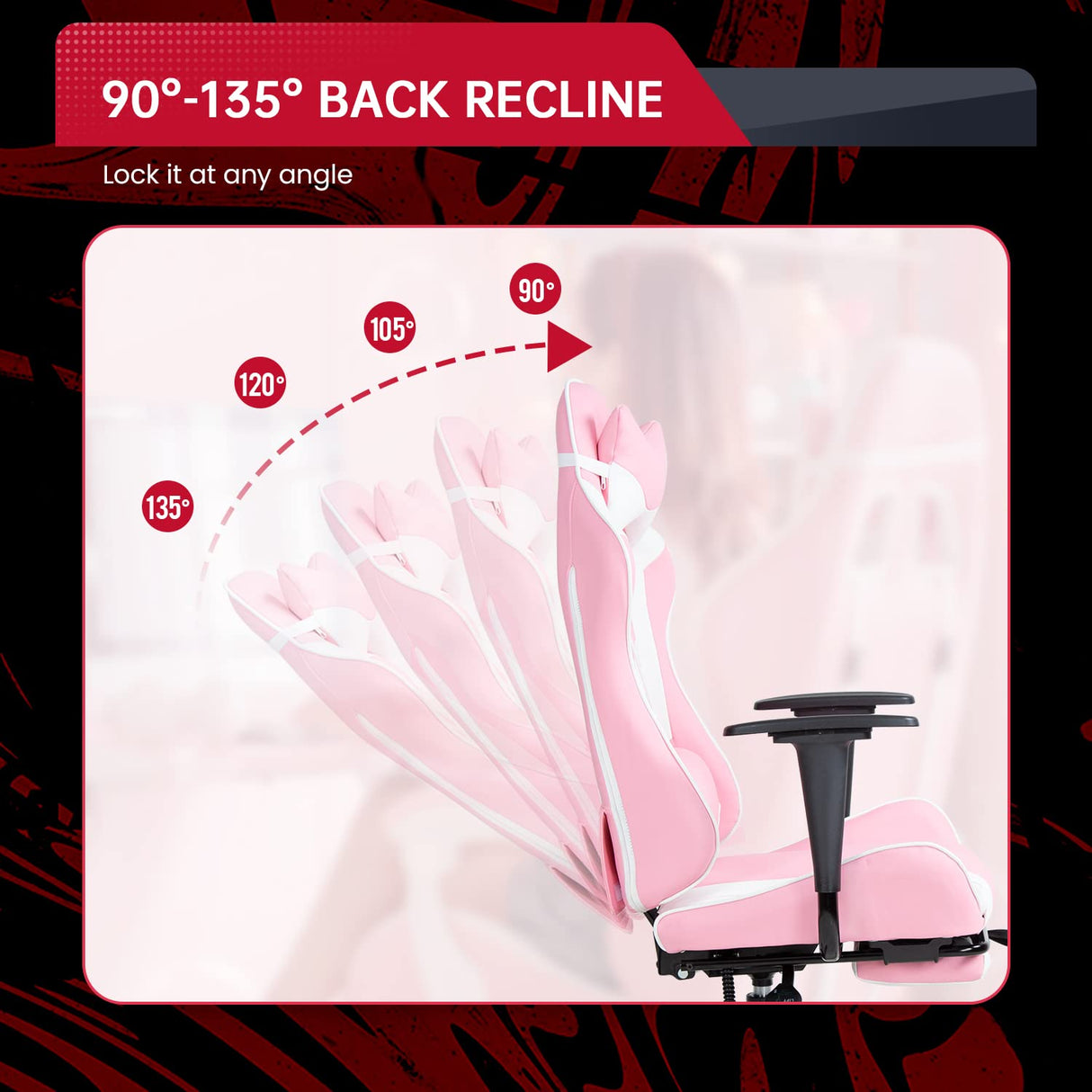 PC Gaming Chair Desk Chair Ergonomic Office Chair Executive High Back PU Leather Racing Computer Chair with Lumbar Support Footrest Modern Task Rolling Swivel Chair for Women Men Girls Adults, Pink BestOffice