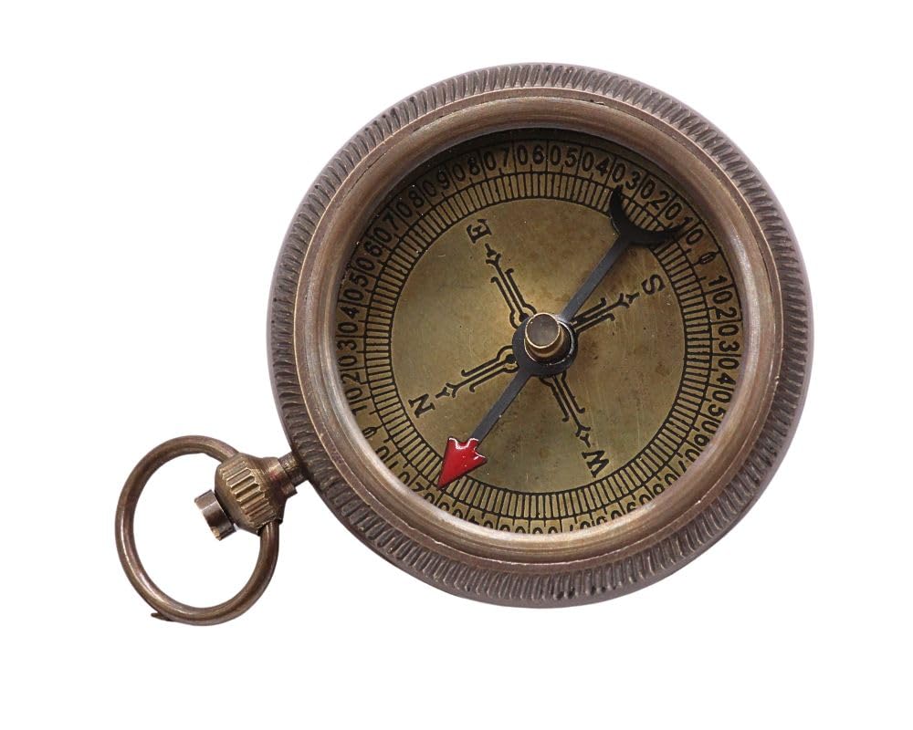 Brass Compass with Engraved Wood Case ROORKEE INSTRUMENTS (INDIA) A NAUTICAL REPRODUCTION HOUSE