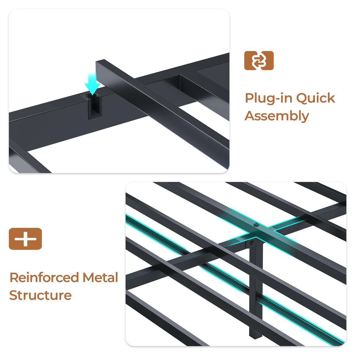 VIAGDO Twin Bed Frame with LED Lights, Upholstered Storage Headboard, Charging Station, and Drawers VIAGDO